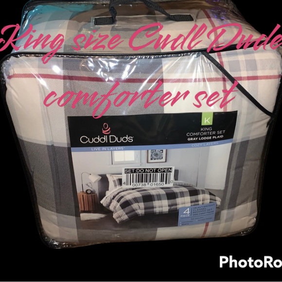 Cuddl Duds Bedding King Size Cuddl Dude Gray Checkered Comforter